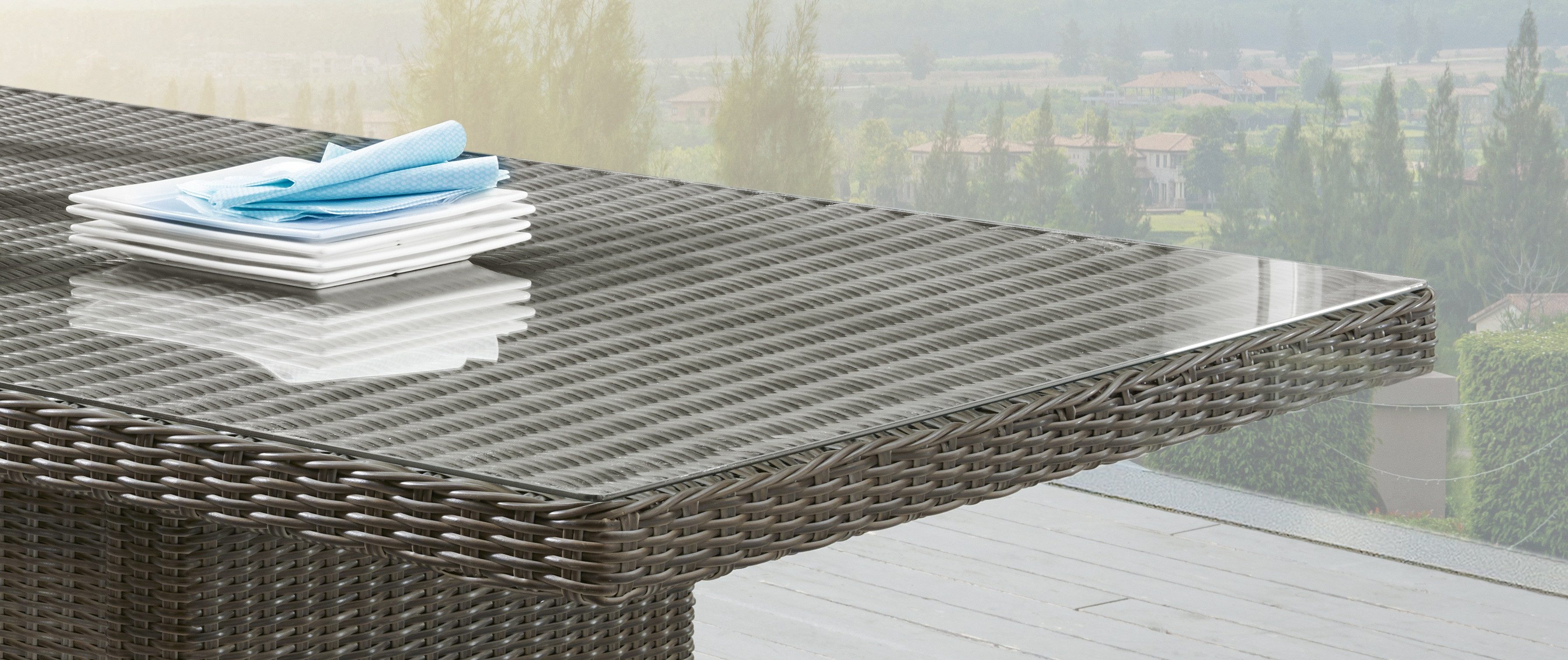 Destiny Gartentisch LUNA, 165x90/200x100 x 75 cm, rechteckig, aufgelegte Glasplatte