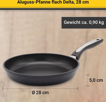 Krüger Bratpfanne Aluguss Pfanne flach DELTA, 28 cm, Aluminiumguss (1-tlg), für Induktions-Kochfelder geeignet