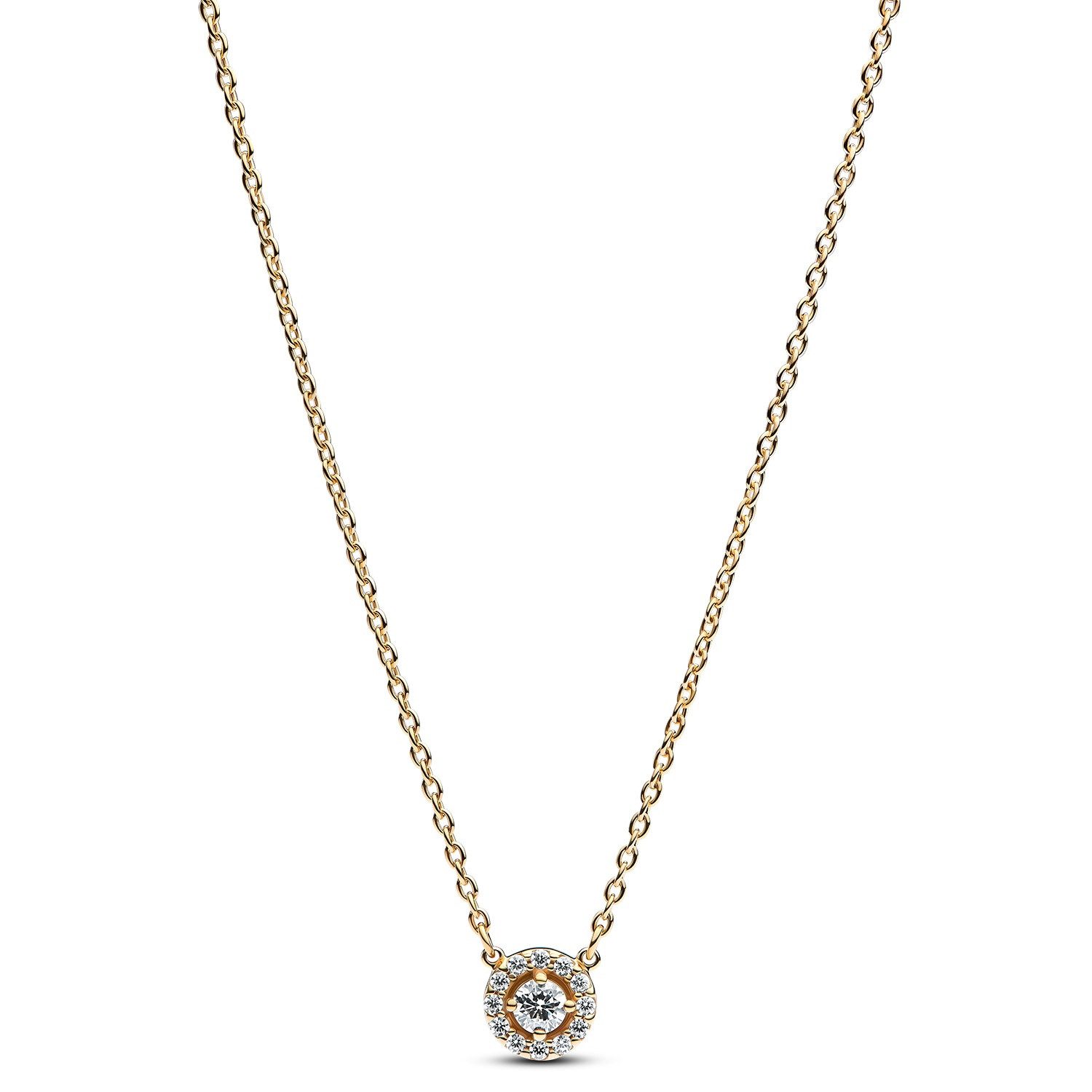 Kette mit Anhänger Runder Pavé Heiligenschein Goldfarben