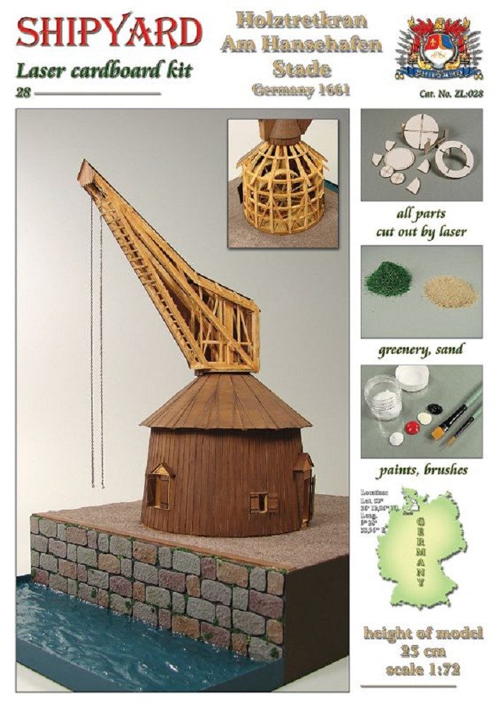 Krick Modellbausatz Shipyard Holztretkran Am Hansehafen Stade Germany 1661 Laser Cut 1:72