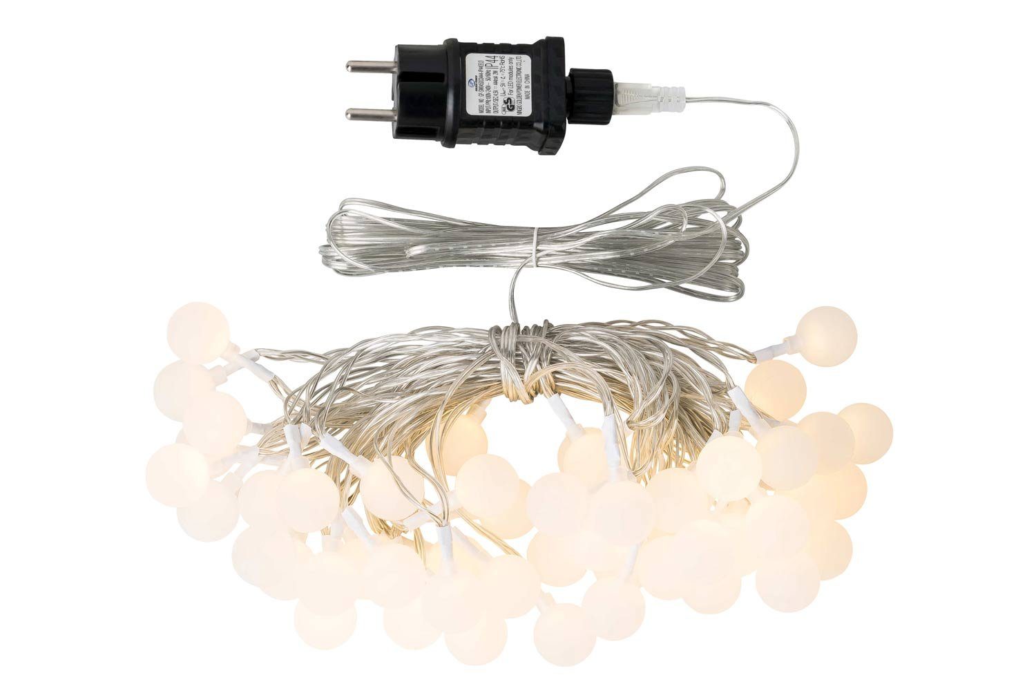 Coen Bakker 50-flammig, gefrostete Annas Kugeln LED-Lichterkette 9,5m Collection, 50 Ø2,5cm Lichterkette Strom