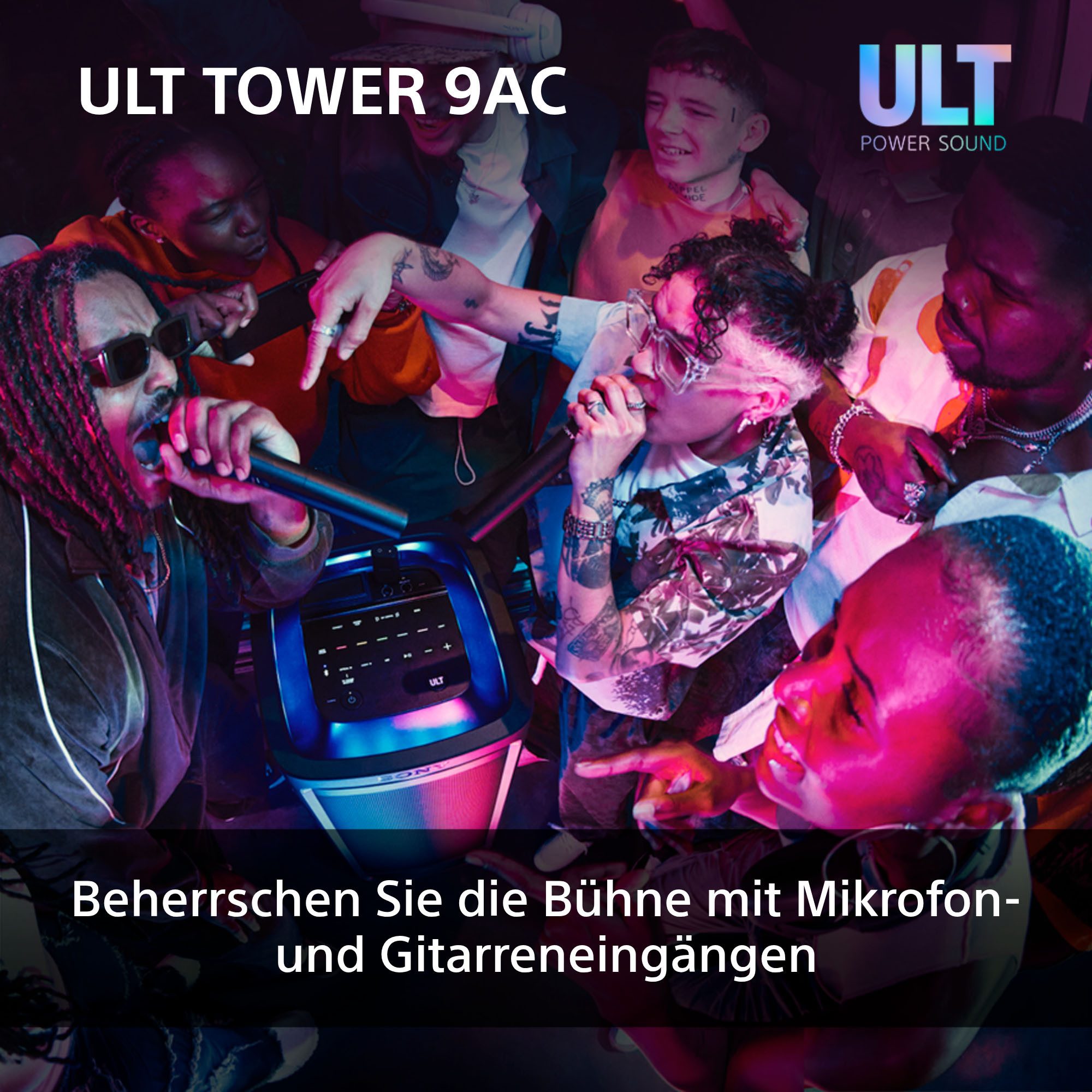 Sony ULT Tower 9AC + Micro (UVP 149) Party-Lautsprecher Stereo (A2DP Bluetooth, AVRCP Bluetooth, Bluetooth, 80 W)
