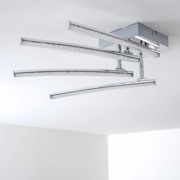 hofstein Deckenleuchte »Cura« moderne Deckenlampe in chrom mit Glanzeffekt, 3000 Kelvin, mit drei verstellbaren Lichtleisten, je 300 Lumen (1200 Lumen)