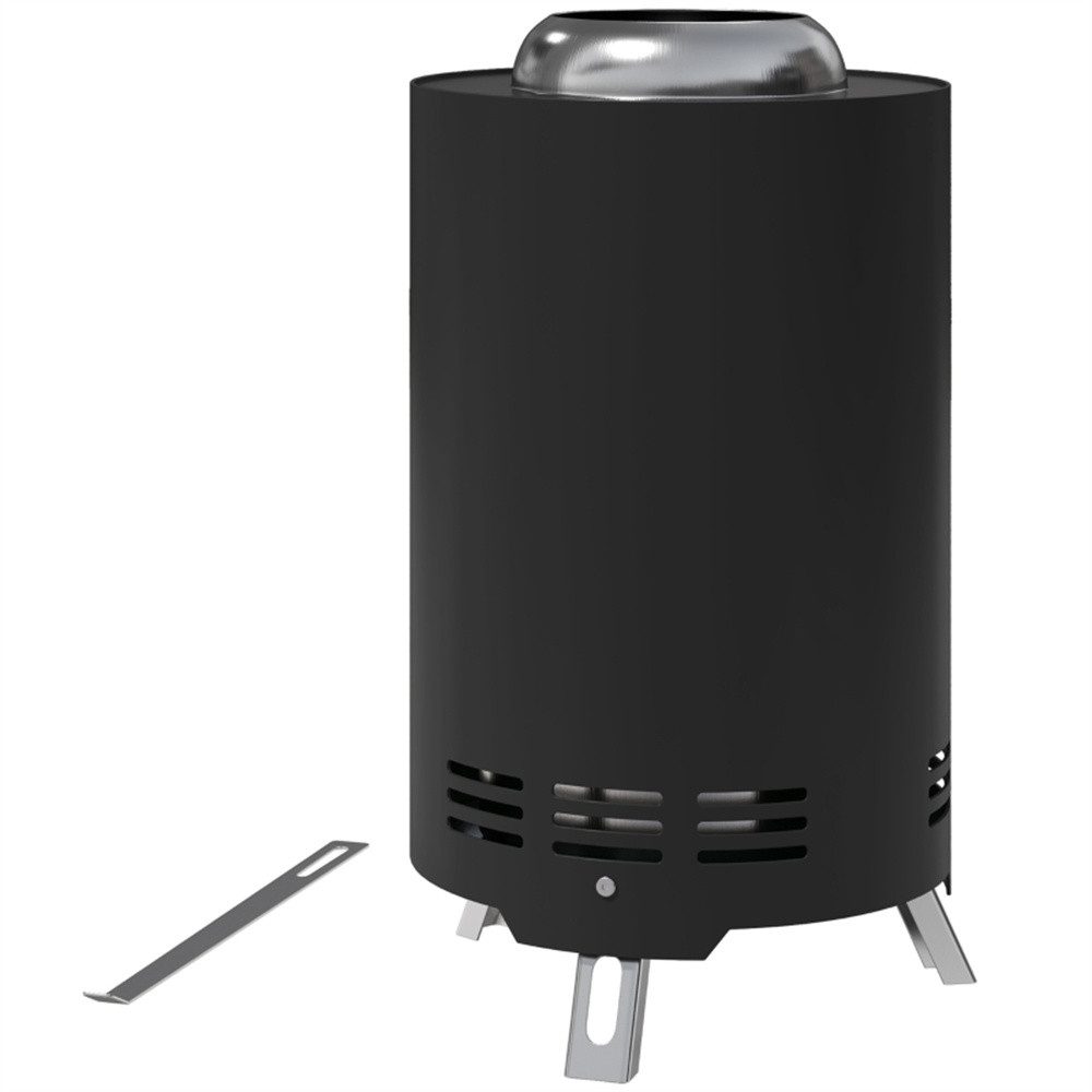 MODFU Feuerschale Tragbare Feuerschalen, (Rauchfreie Edelstahl Feuerschale Ø16x25cm mit Schürhaken – Kompakte Feuerstelle)