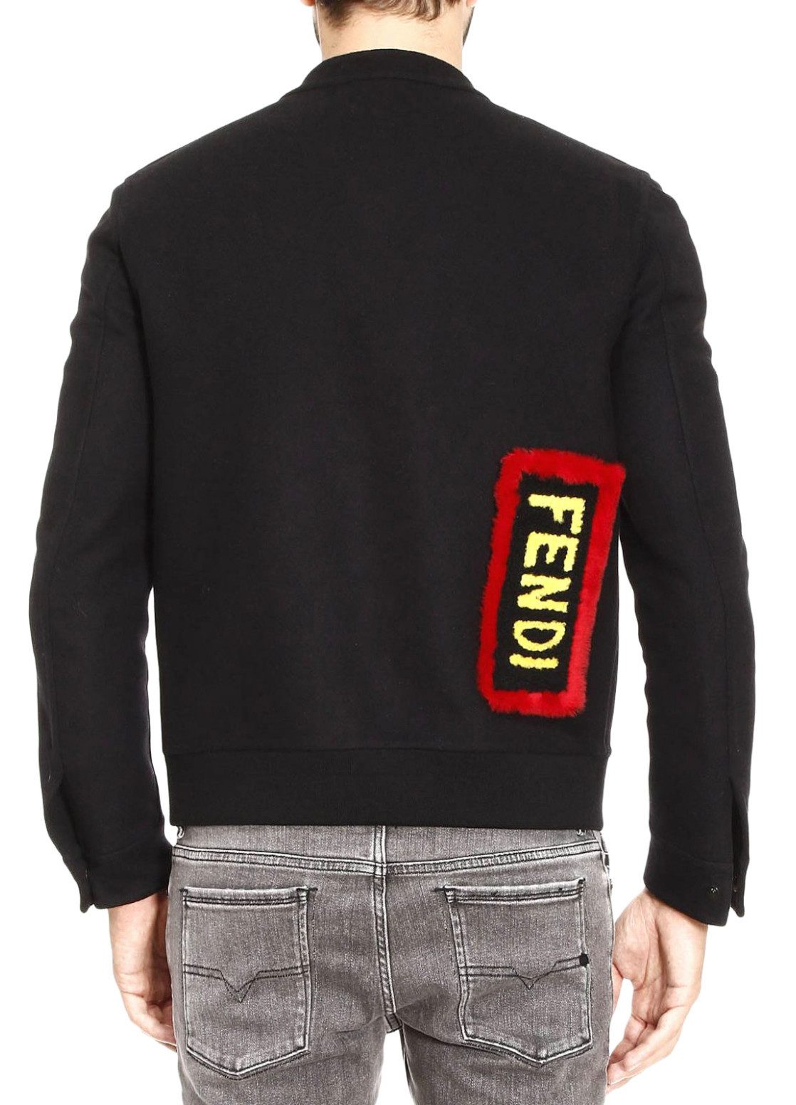 FENDI Bomberjacke Retro Love Vintage Blouson Jacke Abnehmbare Patches, elastischer Bund und elastische Bündchen