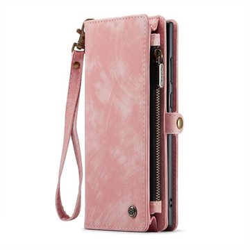 Wigento Handyhülle Für Samsung Galaxy S23 Ultra Multifunktion Teilbare Handy Tasche Geldbörse Hülle Etuis Pink