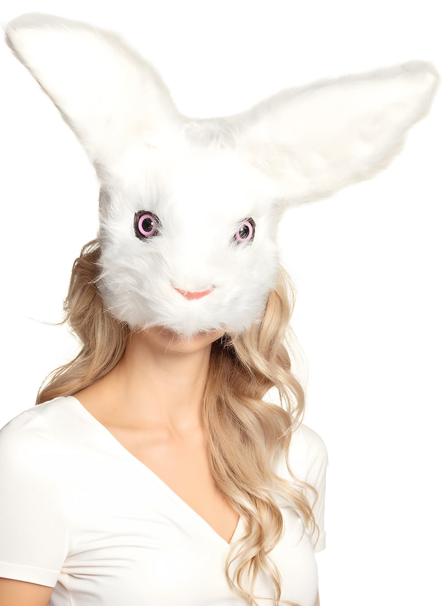 Boland Verkleidungsmaske Hase Halbmaske aus Plüsch, Bezaubernde Plüschmaske im Stil eines Kuscheltiers