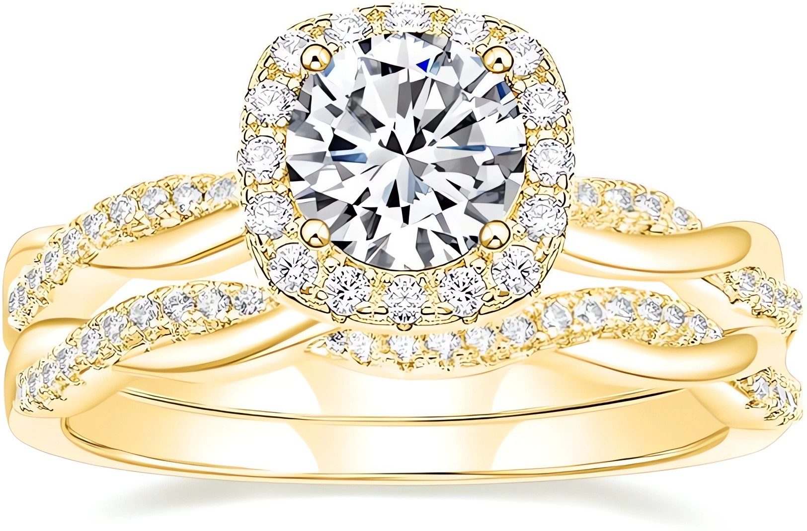 Jumpeak Diamantring Verlobungsringe Frau,Promise Ring,Trauringe eheringe set 2 teilig, 1,2ct Diamant,E,VVS2,3EX,14K Gold,Labordiamant,luxuriöses Stapeldesign