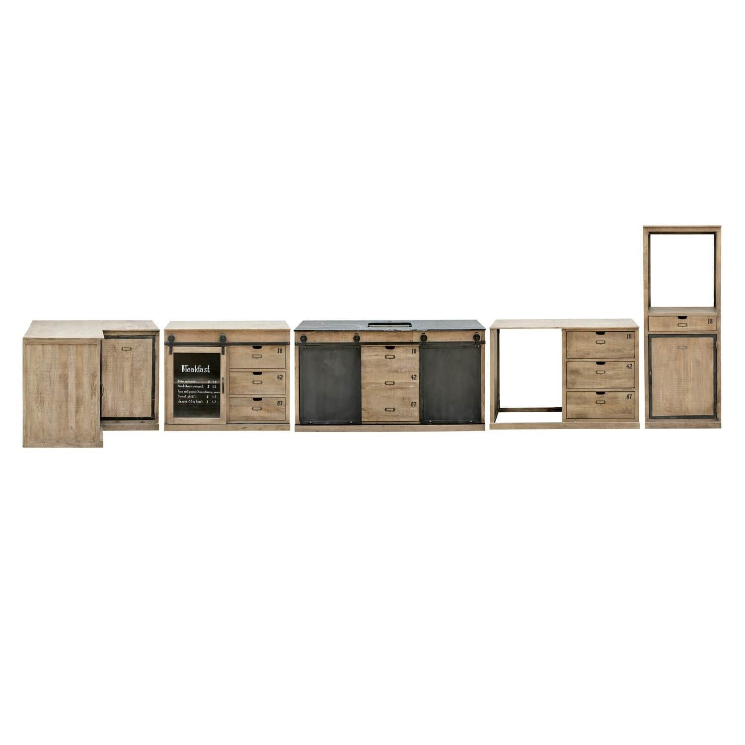 Mirabeau Küchenzeile Küche 5er Set Oakland braun/schwarz