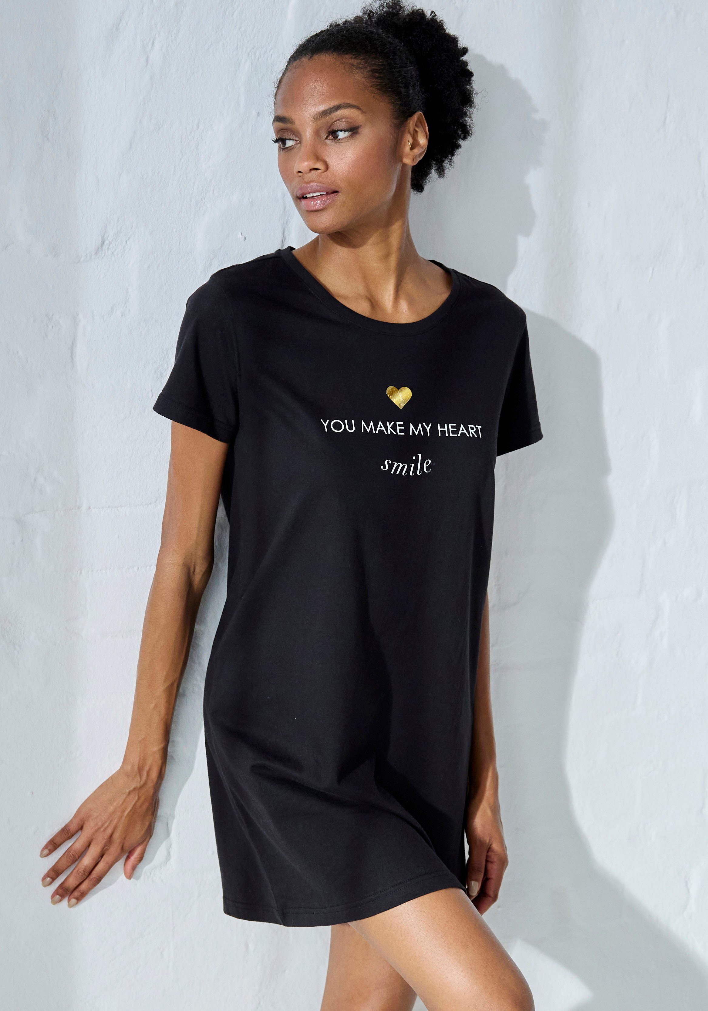 Vivance Dreams Sleepshirt mit Foliendruck. Reduzierter Preis € 19,99. Unverbindliche Preisempfehlung € 24,99