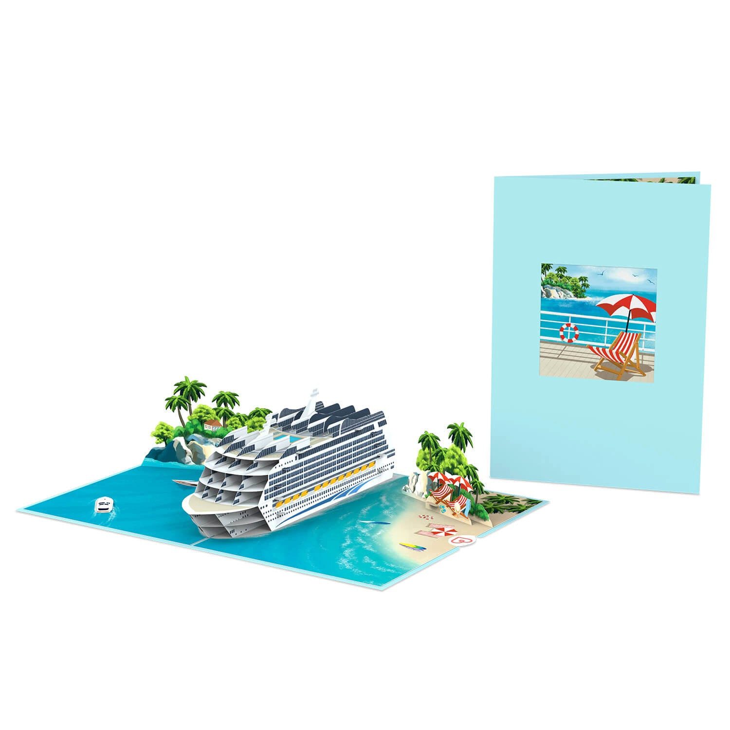 papercrush Geschenkkarte Kreuzfahrtschiff Pop-Up Karte, Gutschein für Kreuzfahrt, Handgemacht, Verschenkfertig, Mit Umschlag