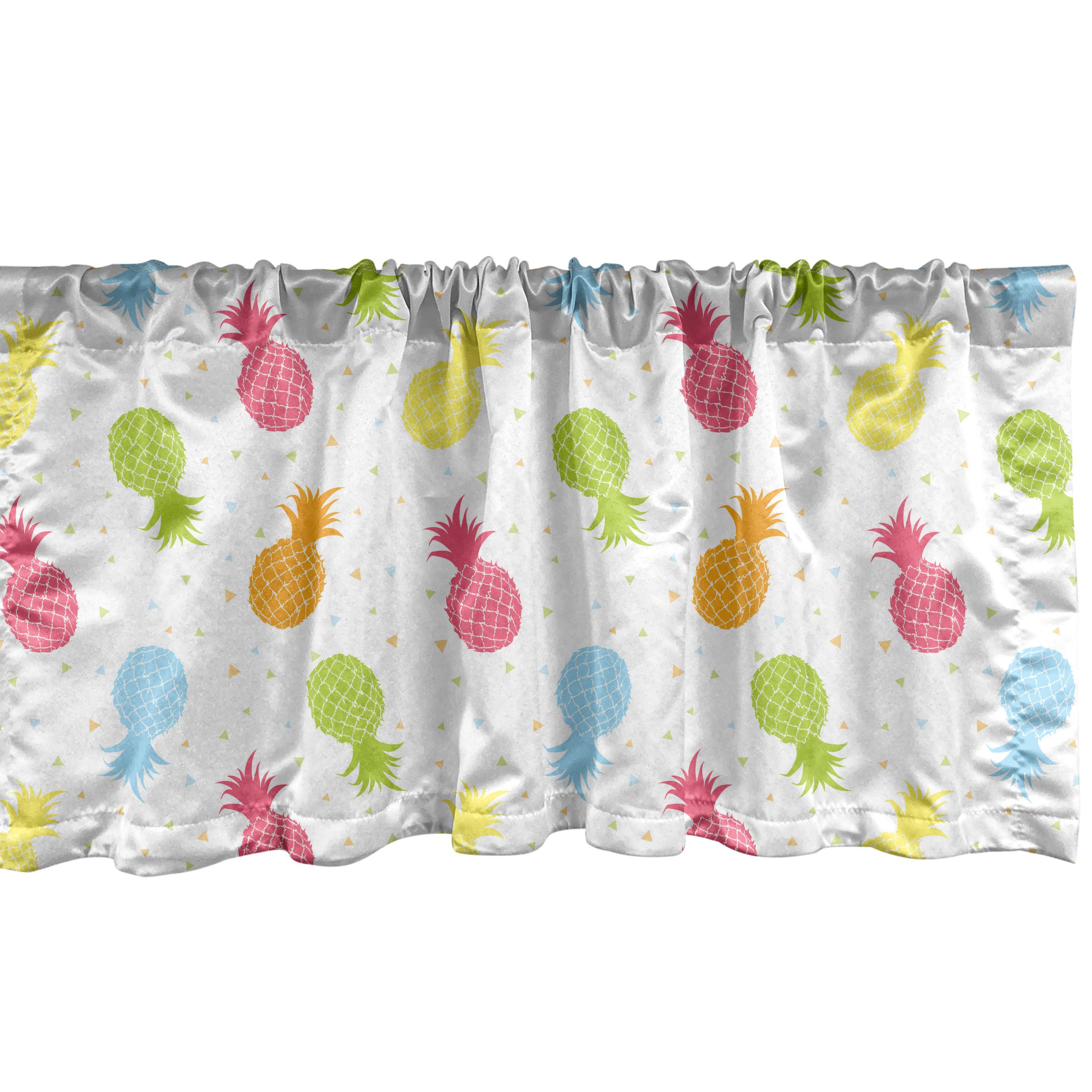 Scheibengardine Vorhang Volant für Küche Schlafzimmer Dekor mit Stangentasche, Abakuhaus, Microfaser, Ananas Frische tropische Früchte