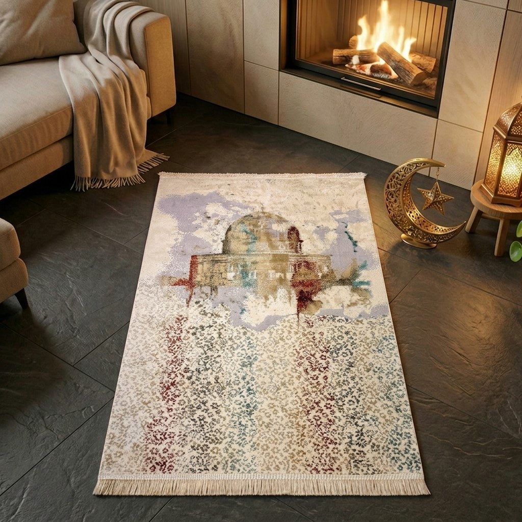 TeppichHome24 Teppich Gebetsteppich mit Moschee-Motiv in heller Farbgebung, rechteckig