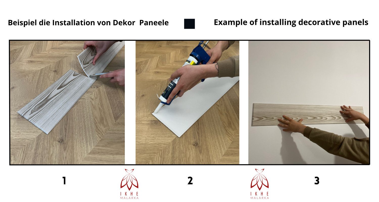 IKHEMalarka 3D Wandpaneel aus Polystyrol Styropor XPS 20qm / 120 Stück, BxL: 16,70x100,00 cm, Holzoptik Marmor Imitat Paneelen Wand Decken – Bild 5 von 5