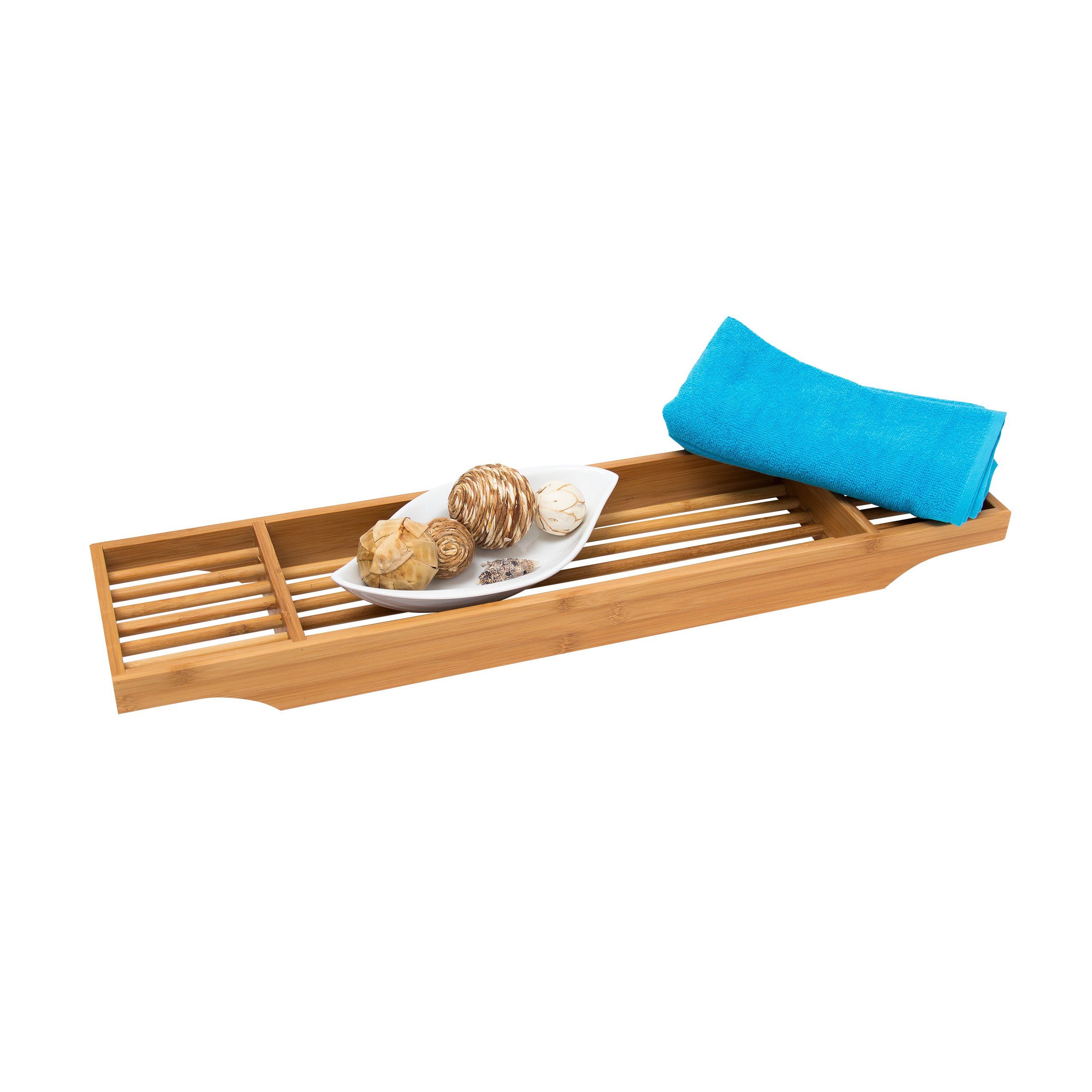 relaxdays Badewannenablage Bambus Badewannenablage mit 3 günstig online kaufen