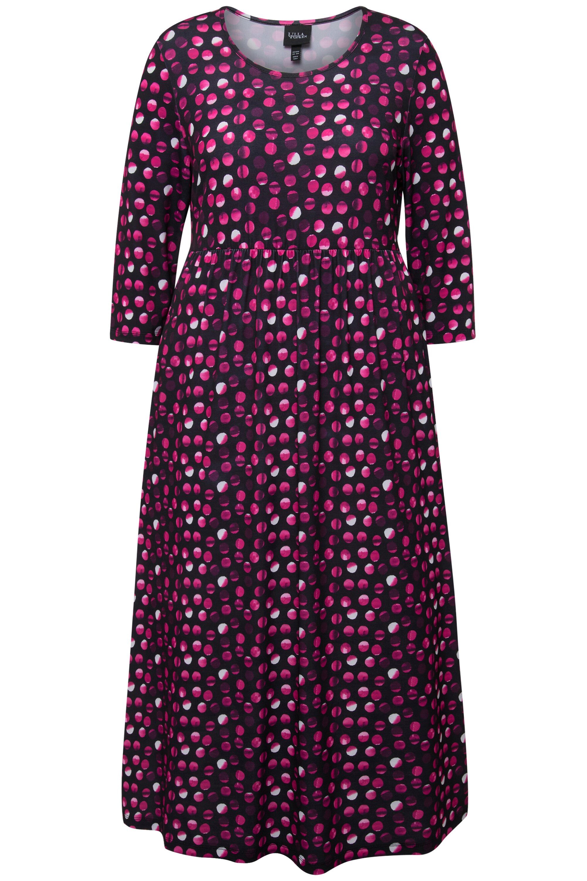 Ulla Popken Maxikleid Jerseykleid Punkte A-Linie Rundhals 3/4-Arm günstig online kaufen