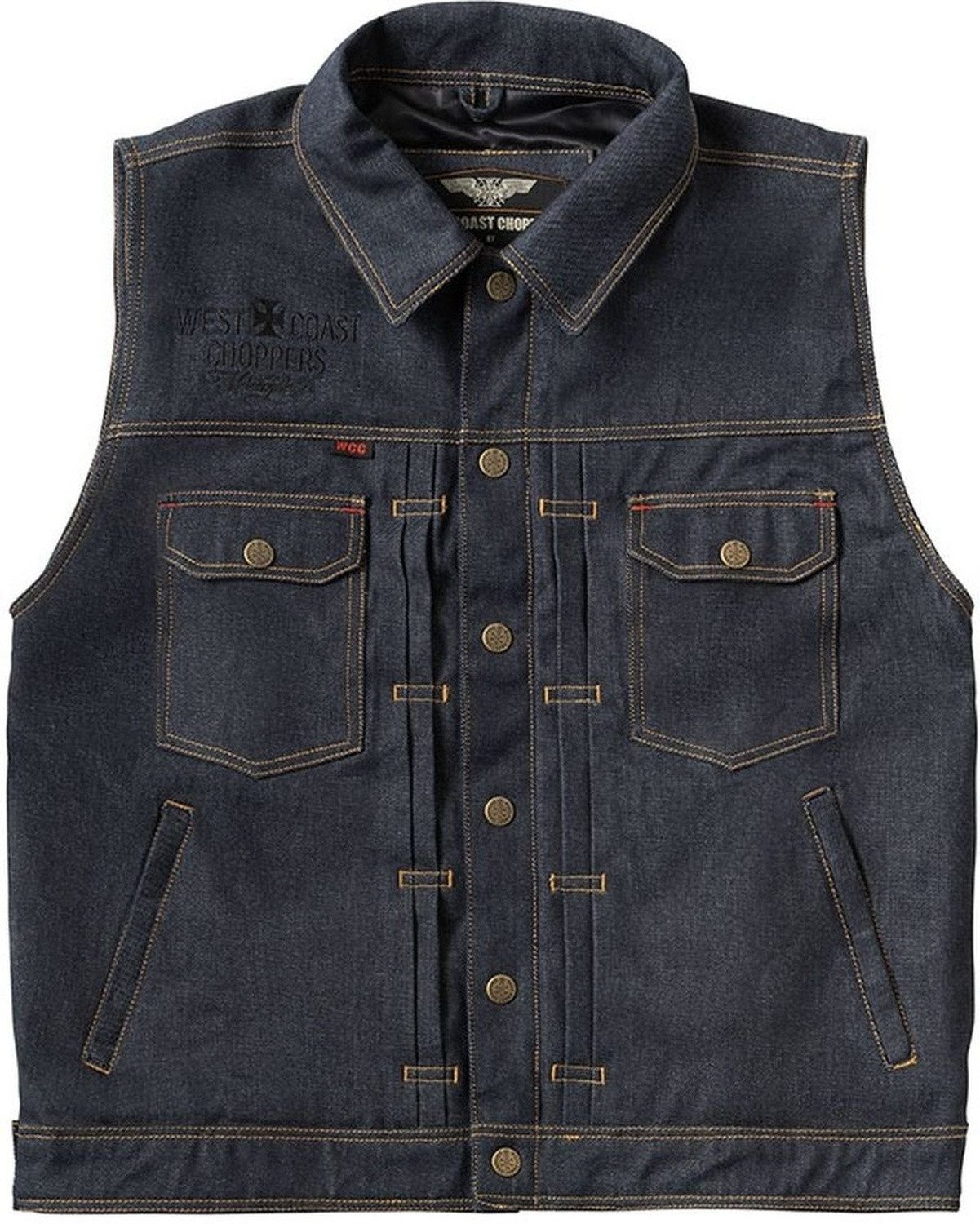 West Coast Choppers Sweatweste Collab 131/2 Denim Riding Vest - Blue Raw Denim