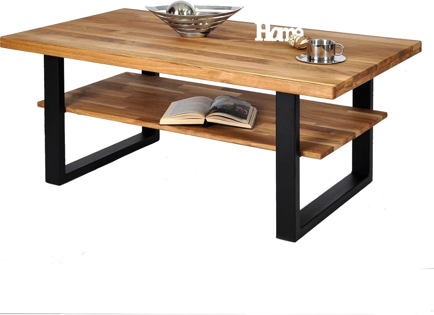 ELFO Couchtisch Couchtisch Wildeiche teilmassiv geölt 115x65cm Metallgestel günstig online kaufen