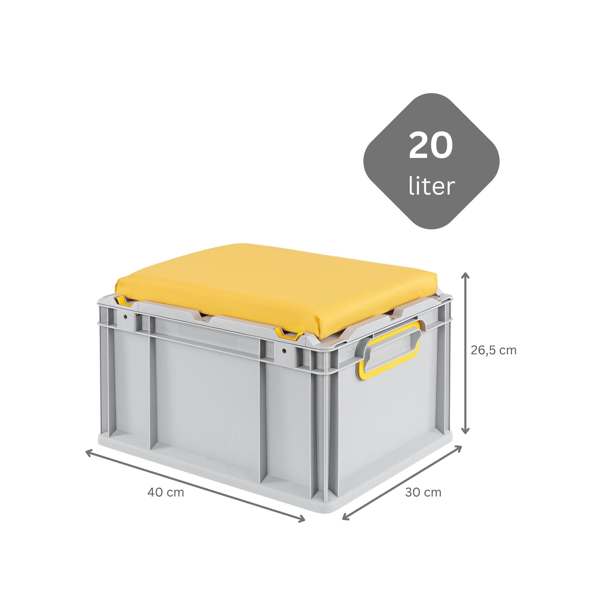 Thumbnail - PROREGAL® Stapelbox SparSet 6x Eurobox NextGen Seat Box Gelb, HxBxT 27x30x40cm, 20L (SparSet, 6 St., Eurobox mit Scharni...