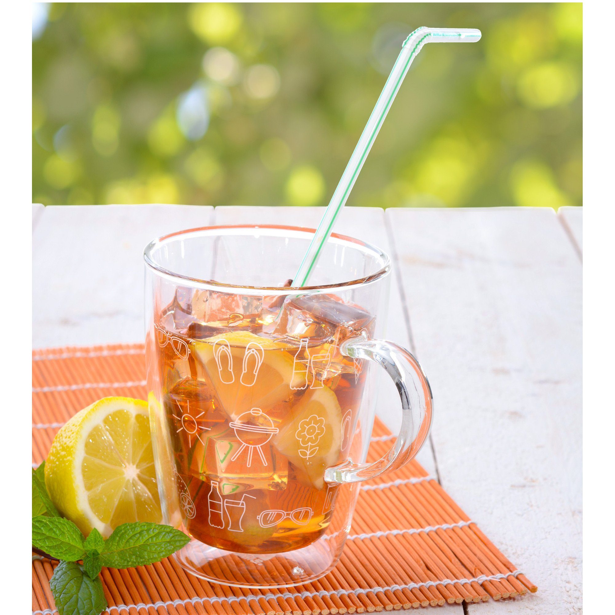 GRÄWE Glas GRÄWE Thermotasse mit Henkel, 300 ml, Sommer, Serie Thermohome, Glas