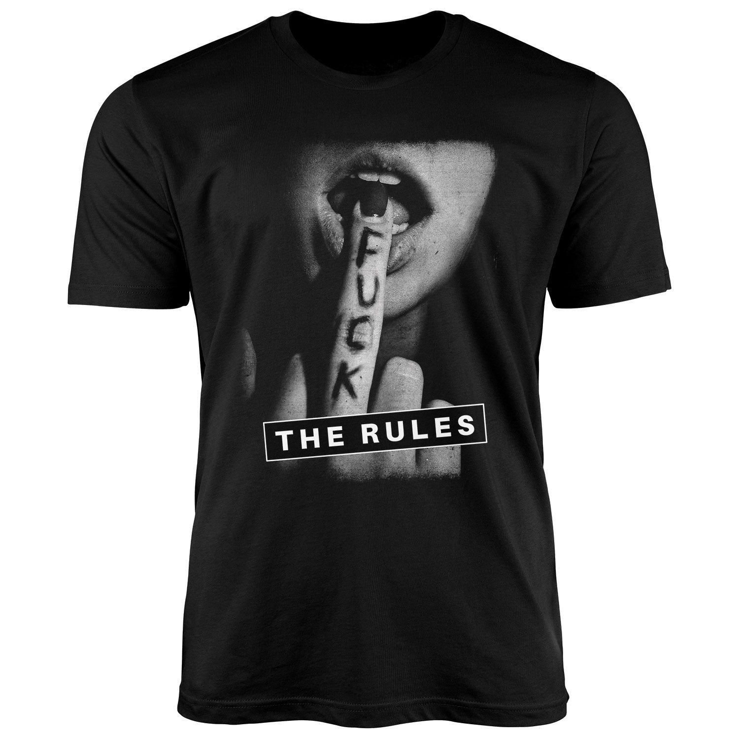 Print-Shirt Herren T-Shirt Fuck the Rules Fotoprint Mittelfinger Fashion