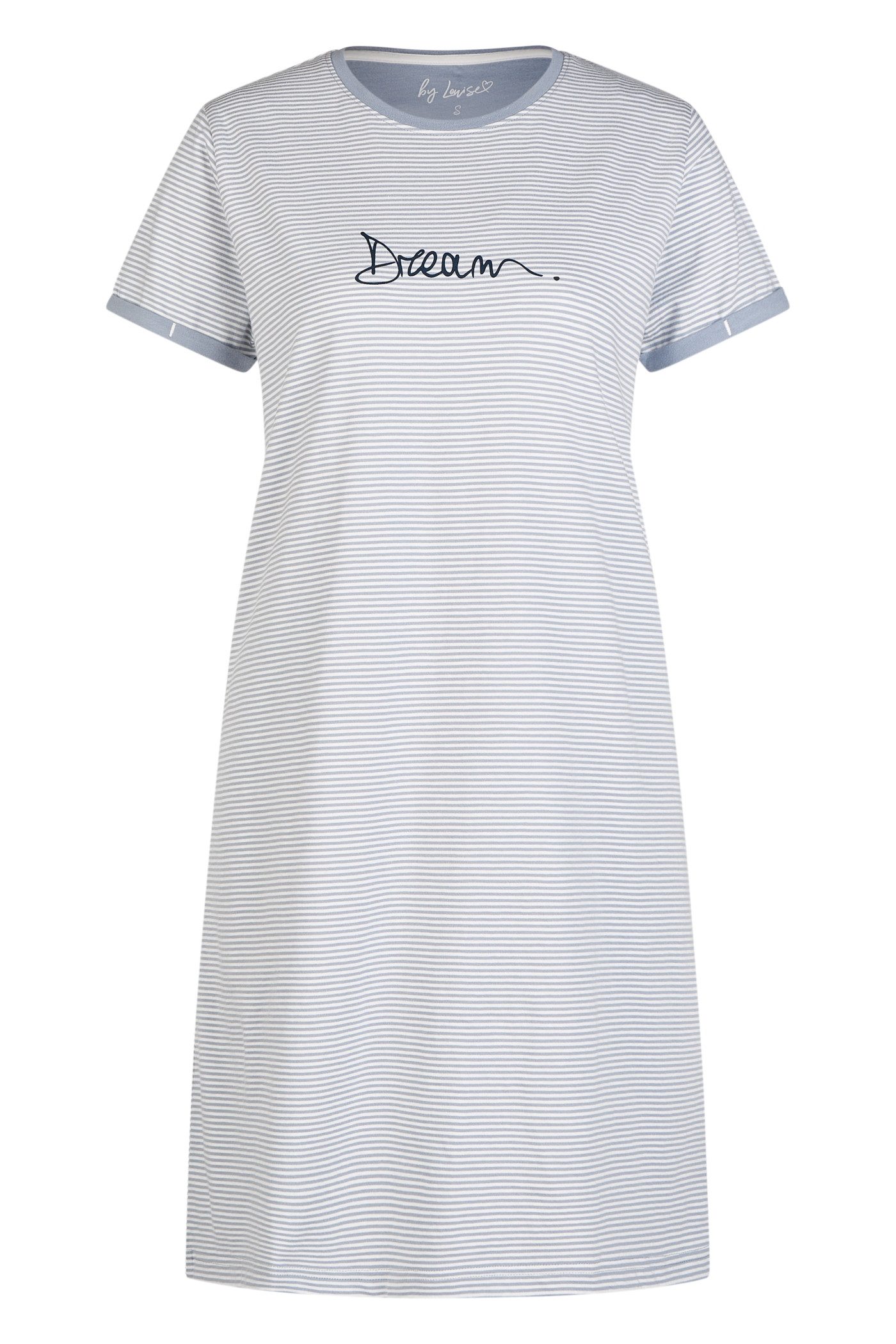 By Louise Schlafanzug by Louise Kurzarm Sleepshirt aus 100% Baumwolle – Knielang und Bequem