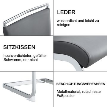 OKWISH Freischwinger PU-Kunstleder & Leinen Rückenlehne, hoher gepolsterter Stuhl, . (2 St)