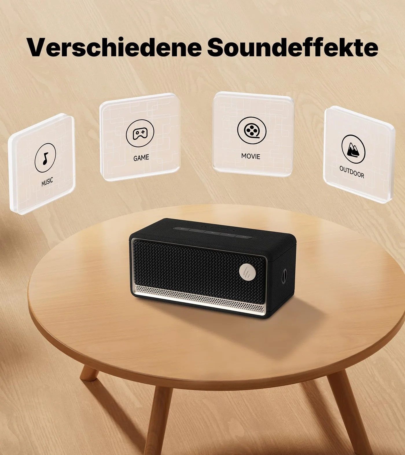 Edifier® ES60 Tragbarer Bluetooth Lautsprecher – Wasserdicht, 360° Sound & LED Bluetooth-Speaker (Bluetooth, 34 W, bis zu 9 h Wiedergabe, IP66)