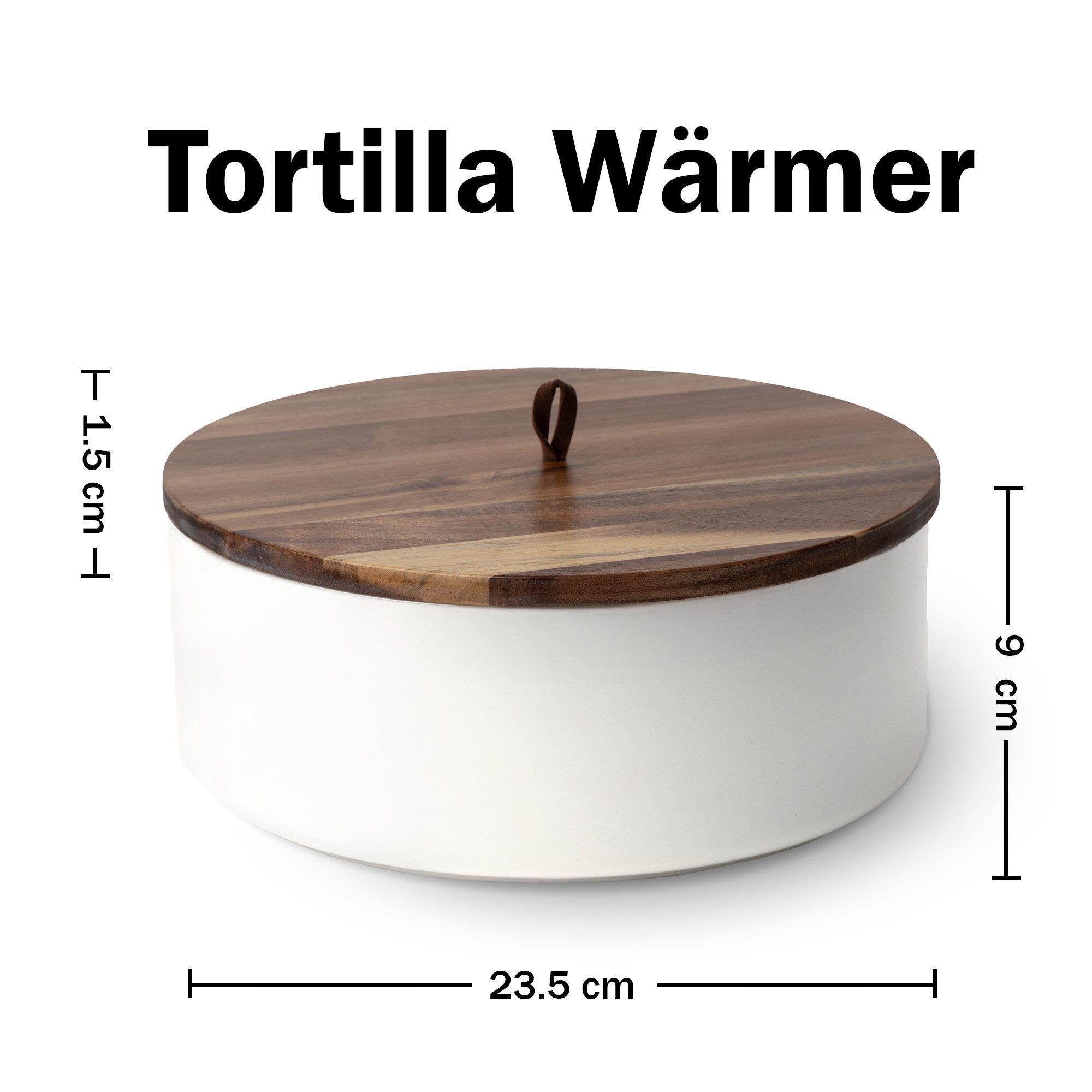 Tortillada Brotkorb Tortilla-Wärmer mit Holzdeckel, 23,5 cm, Keramik, (2-tlg), mit Holzdeckel – Bild 3 von 5