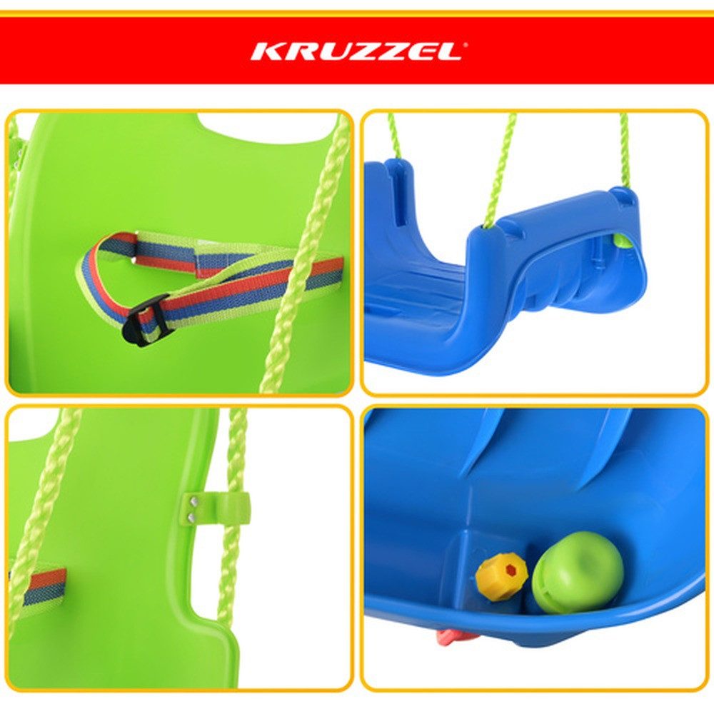 KRUZZEL Babyschaukelsitz Kinderschaukel 3-in-1 Gartenschaukel (Spar-Set, 1-tlg), Rückenlehne, Sicherheitsbügel und Gurt sorgen für stabilen Halt – Bild 3 von 5