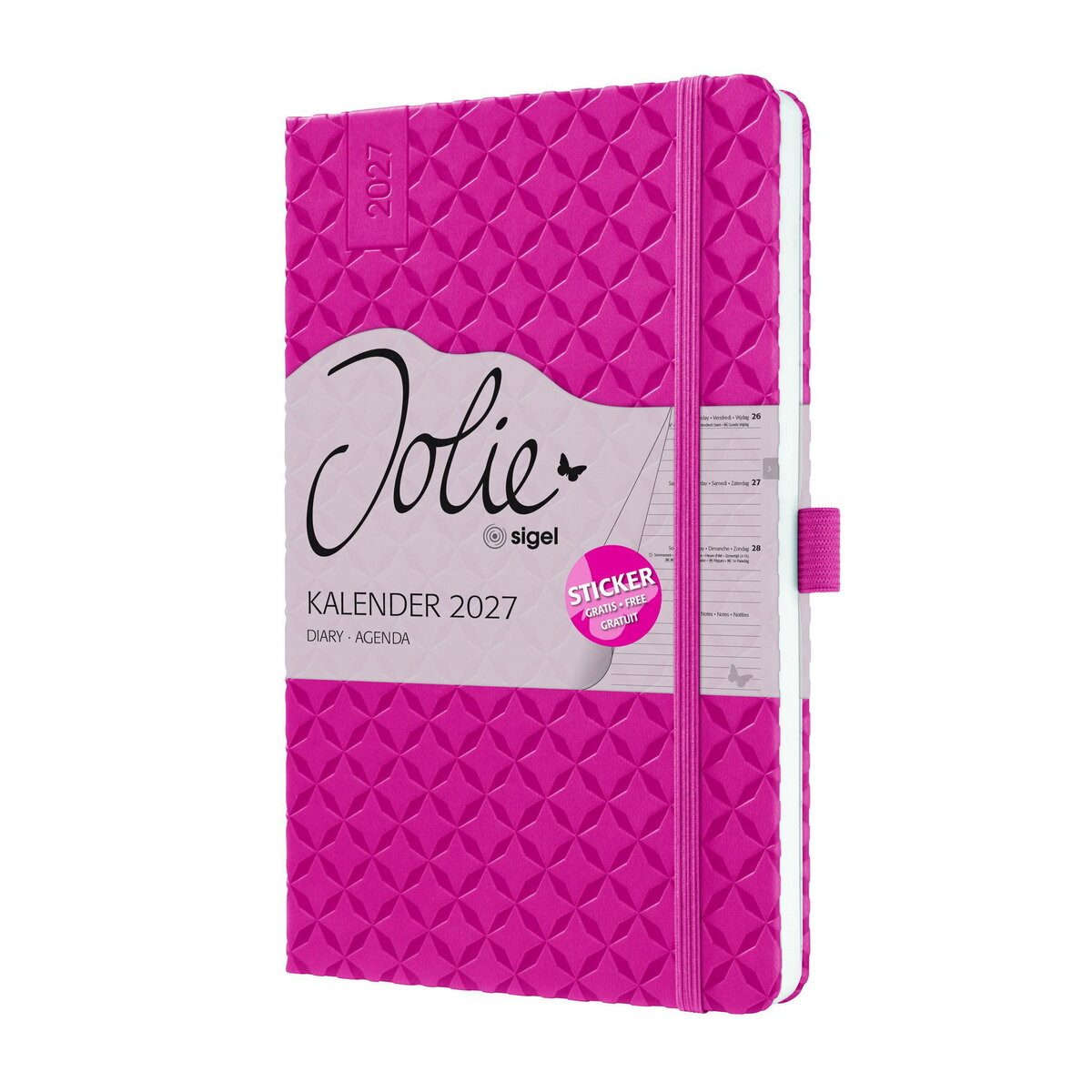 Sigel Taschenkalender Wochenkalender Jolie 2027 Hardcover ca. A5 Fuchsia Pink 174 Seiten