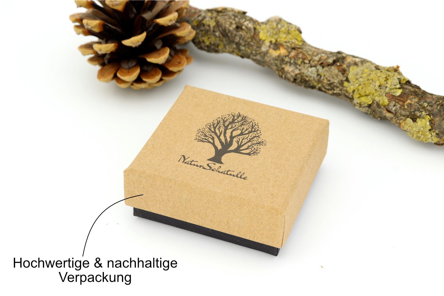 NaturSchatulle (Holzschmuck, Paar 925 Nachhaltig, Handmade Holzohrringe), Natürlich 12mm, in Herz Ohrstecker Silber, Germany,