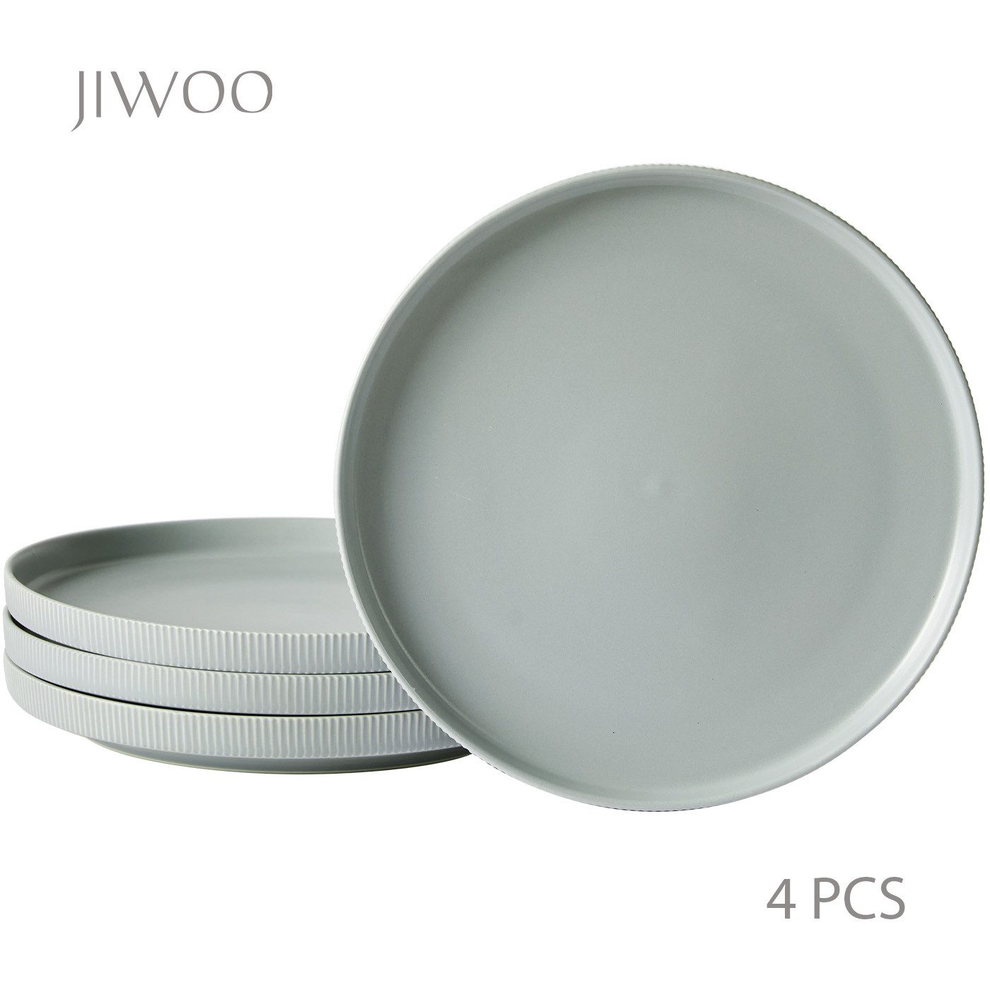 JIWOO Тарелки 4er,Ø25cm,Frühstücksteller,Vorspeisenteller,Salatteller,Gemüseteller, (4 St), Keramik,Mikrowellen-und spülmaschinenfest,Mattglas,Ø25cm