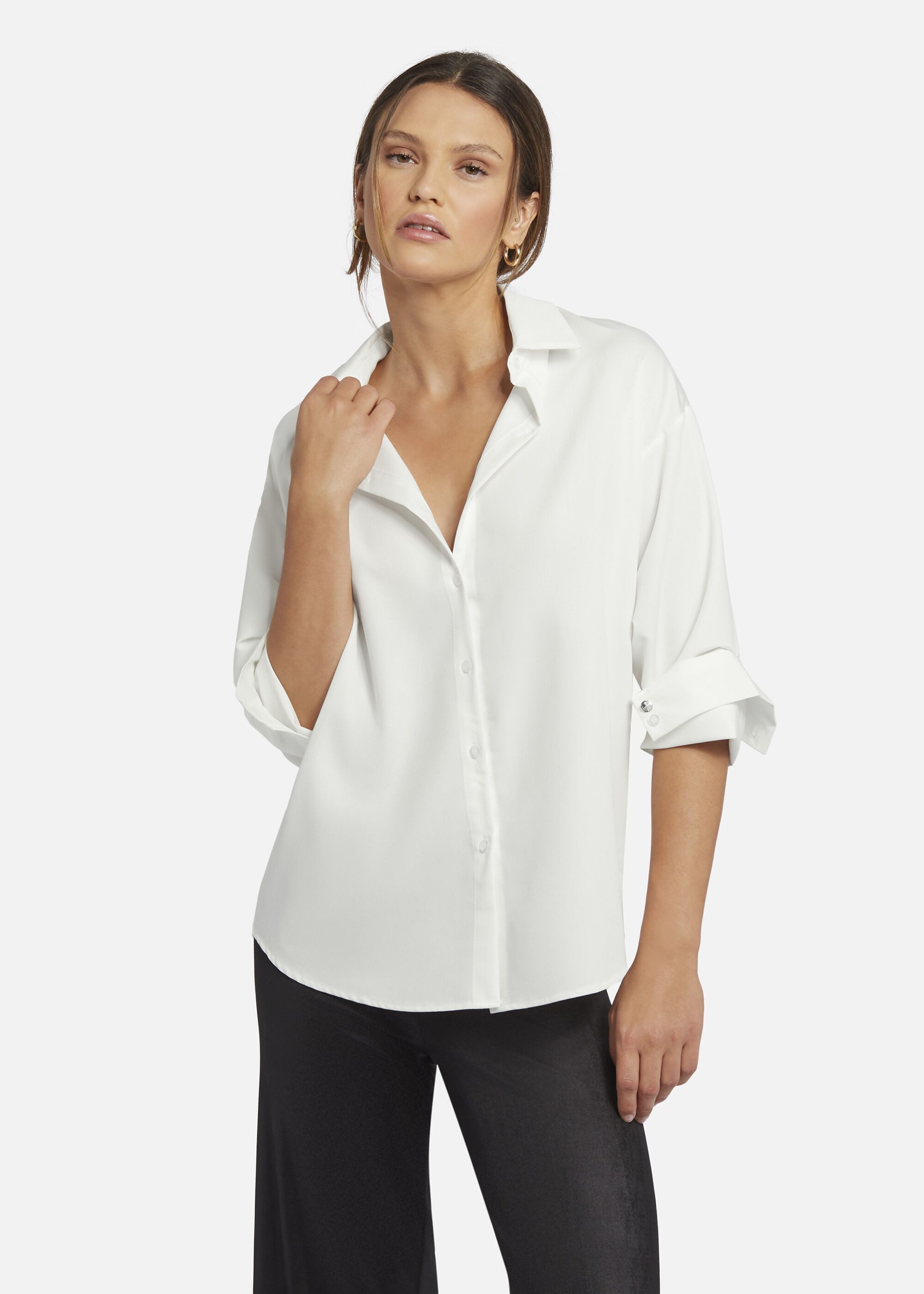 Nicowa Klassische Bluse COMAWI aus Twill mit überschnittenen Schultern günstig online kaufen