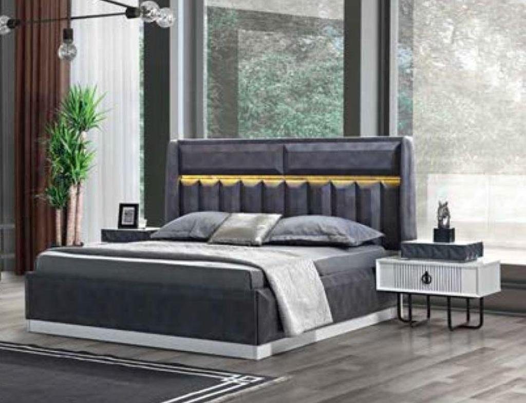 JVmoebel Luxus Design Betten Bett, Bett Schlafzimmer Bettrahmen Polster Led Licht