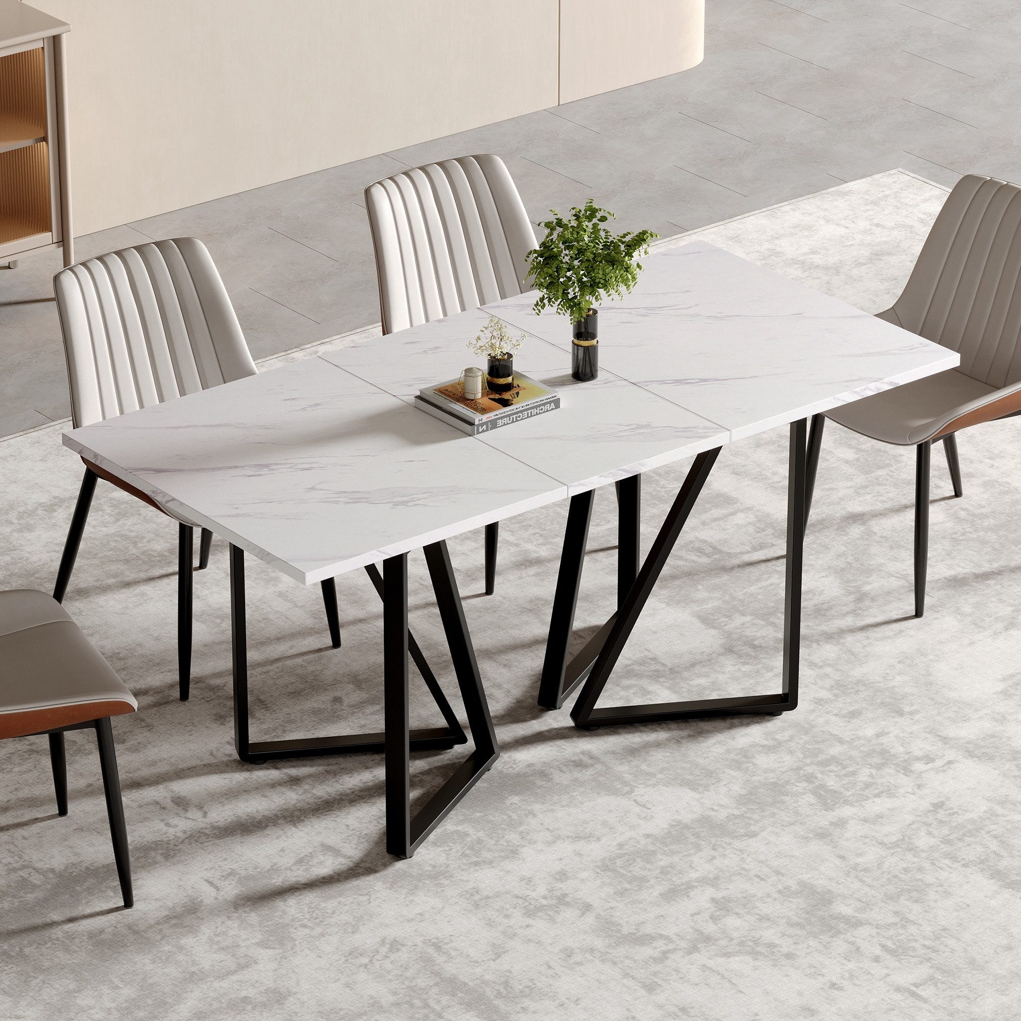 IDEASY Esstisch Esstisch erweiterbar Marmor-Optik mit günstig online kaufen