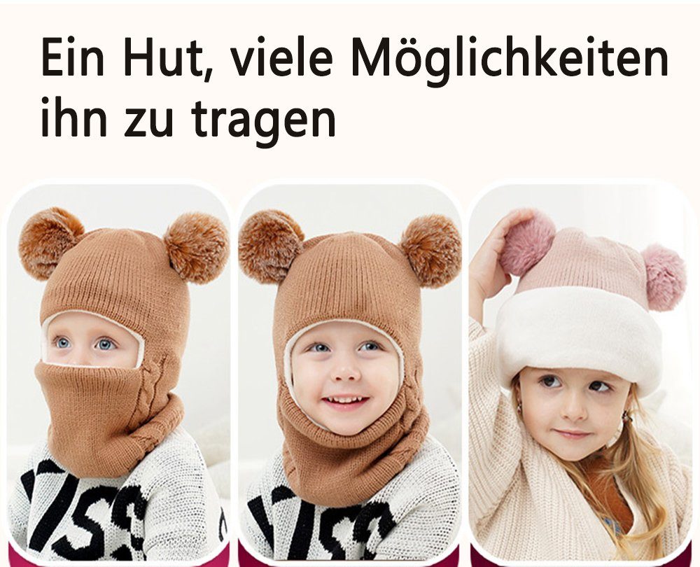 Haiaveng Schlapphut Wintermützen Kindermützen Baby-Strickmützen Schals Ohren Mützen Rot