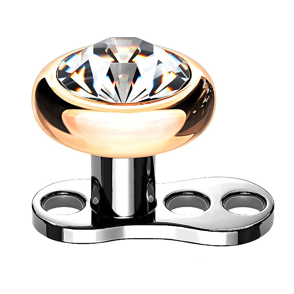 Taffstyle Piercing-Implantat Dermal Titan Innengewinde Kristall Aufsatz Rosegold Clear 1,2mm x 4mm (Skindiver Stab Hautpiercing Unter der Haut Surface Piercing Implantat), Hautanker Implantatqualität Skinplate Microdermal Transdermal Set