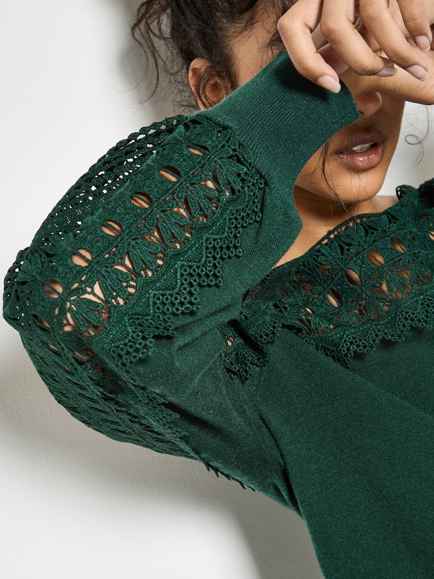 Apricot Strickpullover Spitzenpullver in unifarben