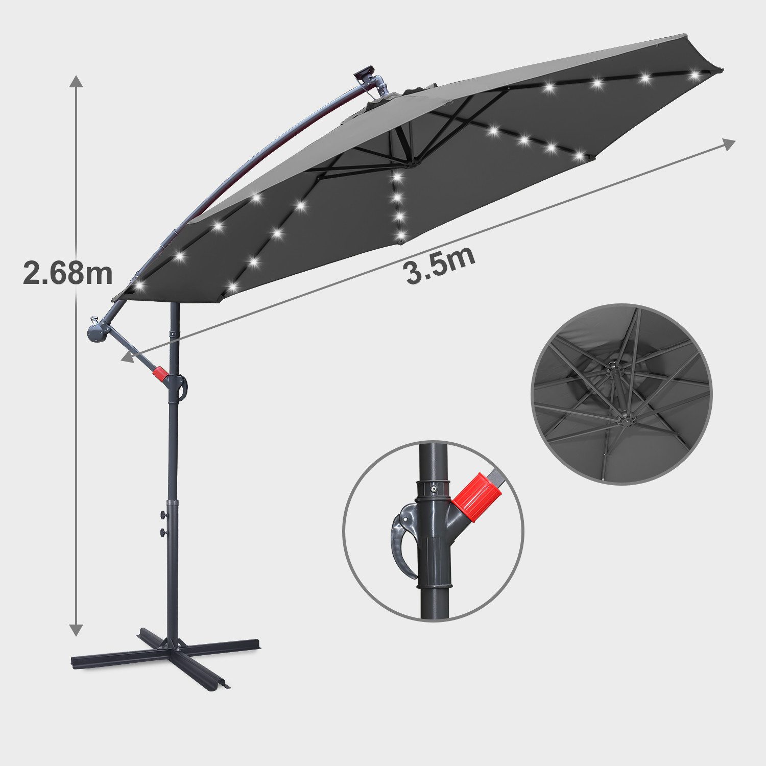 Clanmacy Sonnenschirm Gartenschirm 350cm, Ampelschirm mit günstig online kaufen