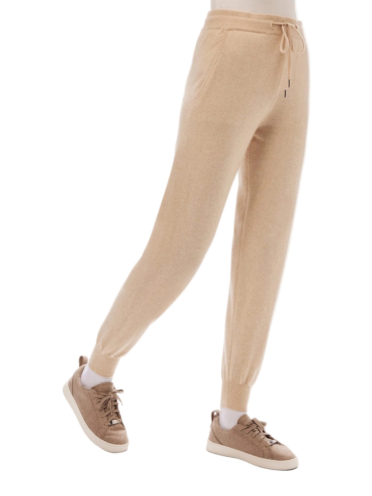 GOBI Cashmere Jogger Pants Naturfarbe Kaschmir-Joggingshose mit Bündchen