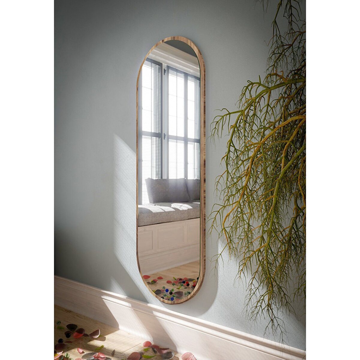 en.casa Spiegel (1-St), Ovaler Wandspiegel, 40 x 120 cm 91421428