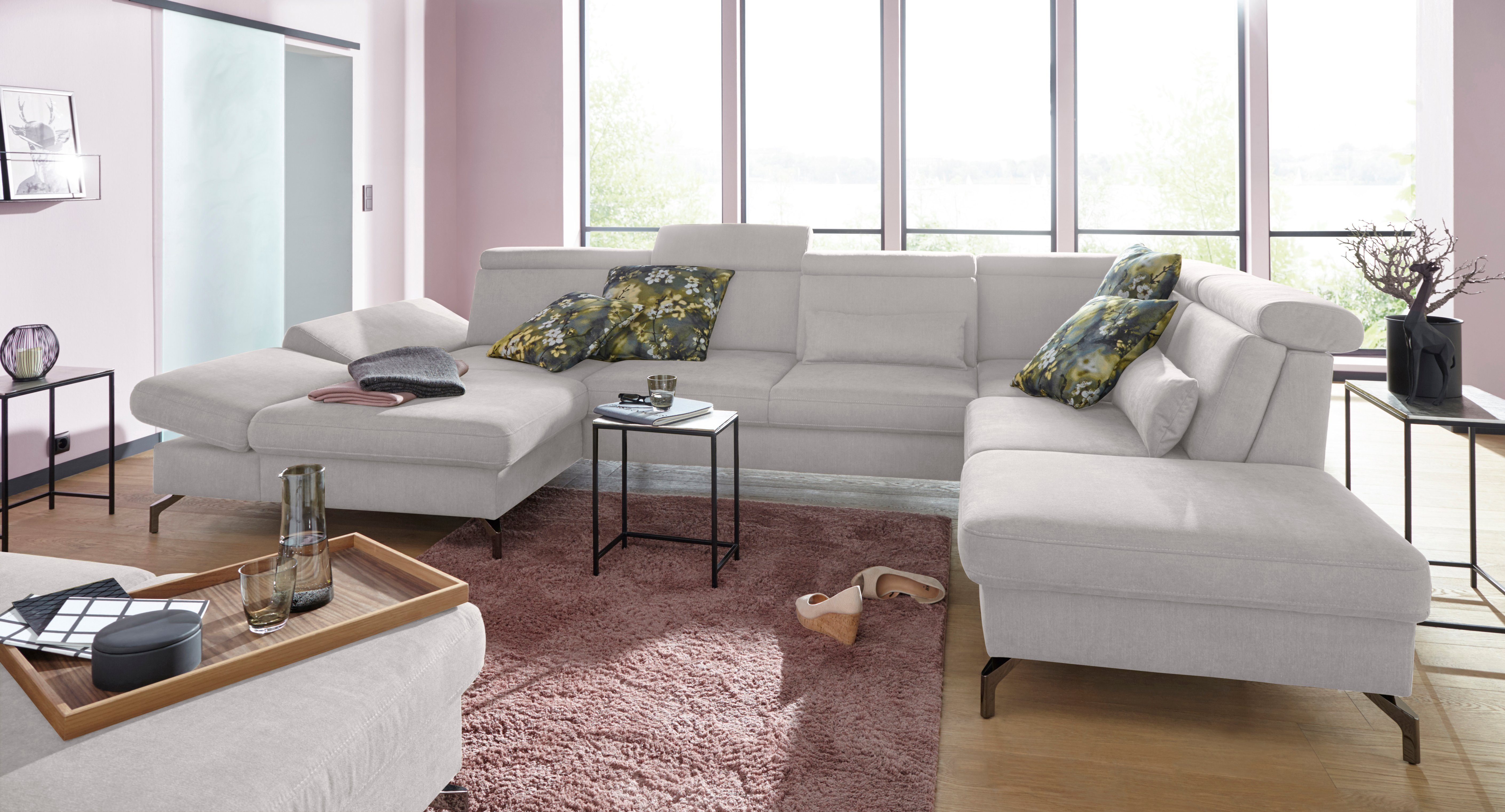 sit&more Wohnlandschaft Brisbane U-Form, Fußhöhe 12 cm, inklusive Sitztiefen-, Armteil- und Kopfteilverstellung