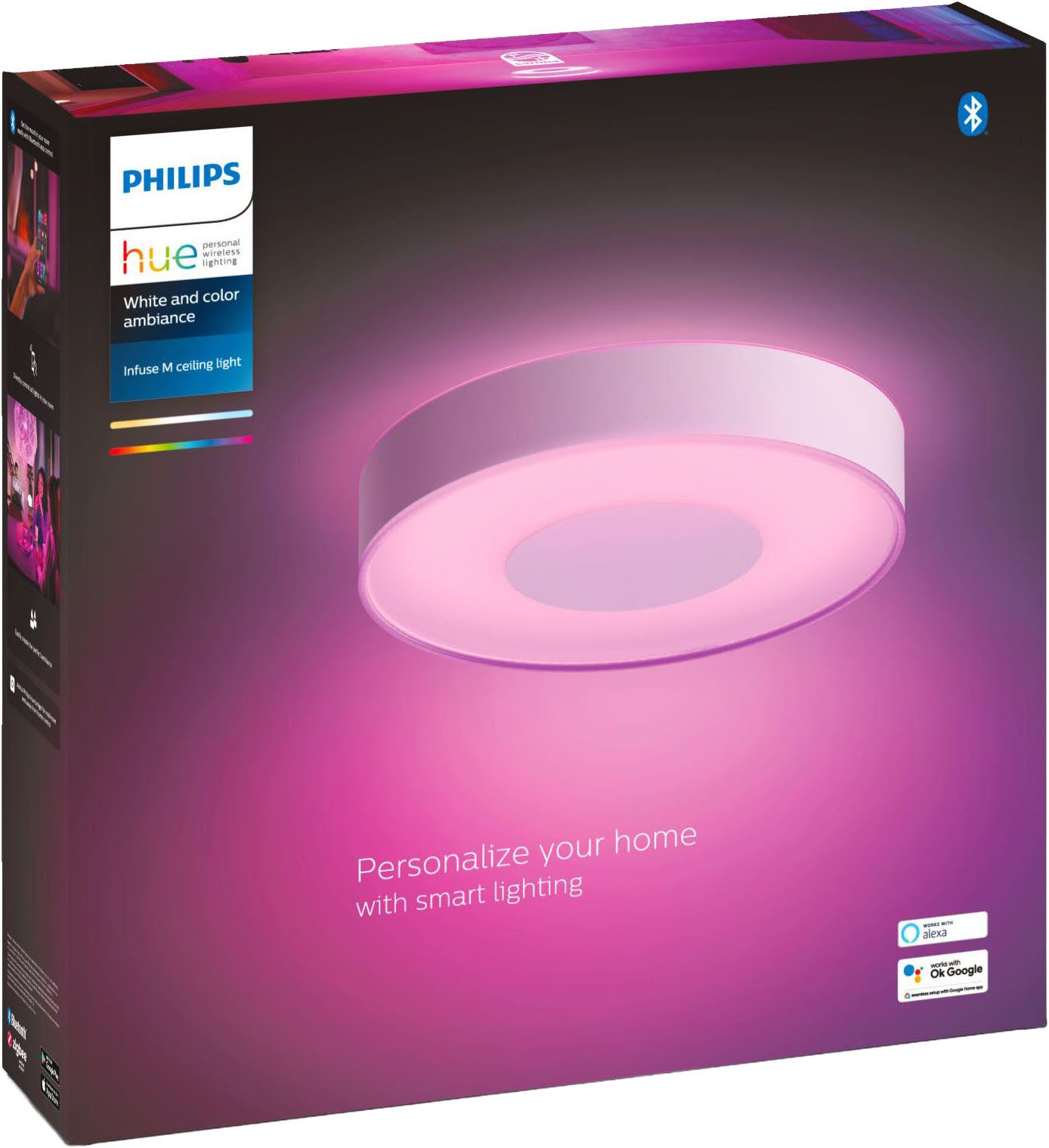 Philips Hue Smarte LED-Leuchte White & Color Ambiance Infuse Deckenleuchte M schwarz, Abschaltautomatik, Bluetooth, CCT - über Fernbedienung, Dimmfunktion, Farbsteuerung, Farbwechsel, Leuchtdauer einstellbar, Memoryfunktion, Nachtlichtfunktion, RGB, Smart Home, Timerfunktion, dimmbar über Fernbedienung, erweiterbar, mehrere Helligkeitsstufen, LED wechselbar, RGB, Bequeme Lichtsteuerung