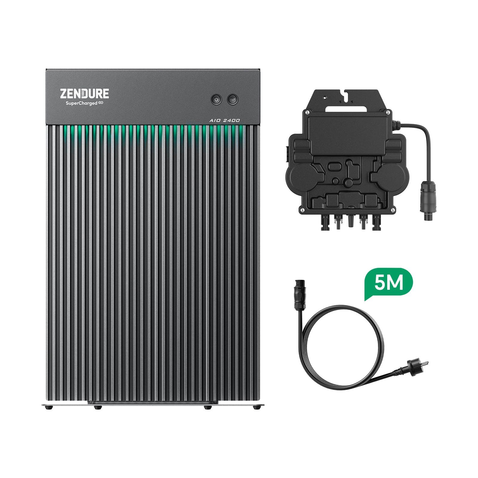 ZENDURE SuperCharged Solarmodul AIO 2400 mit EZ1-M 800W Mikrowechselrichter, 1200,00 W, 2,4kWh All-In-One Speichersystem für Balkonkraftwerke,Zweifach-MPPT, Solarspeicher,Unterstützt 0-1200 W, Einteiliges Design, Einfache Installation, App