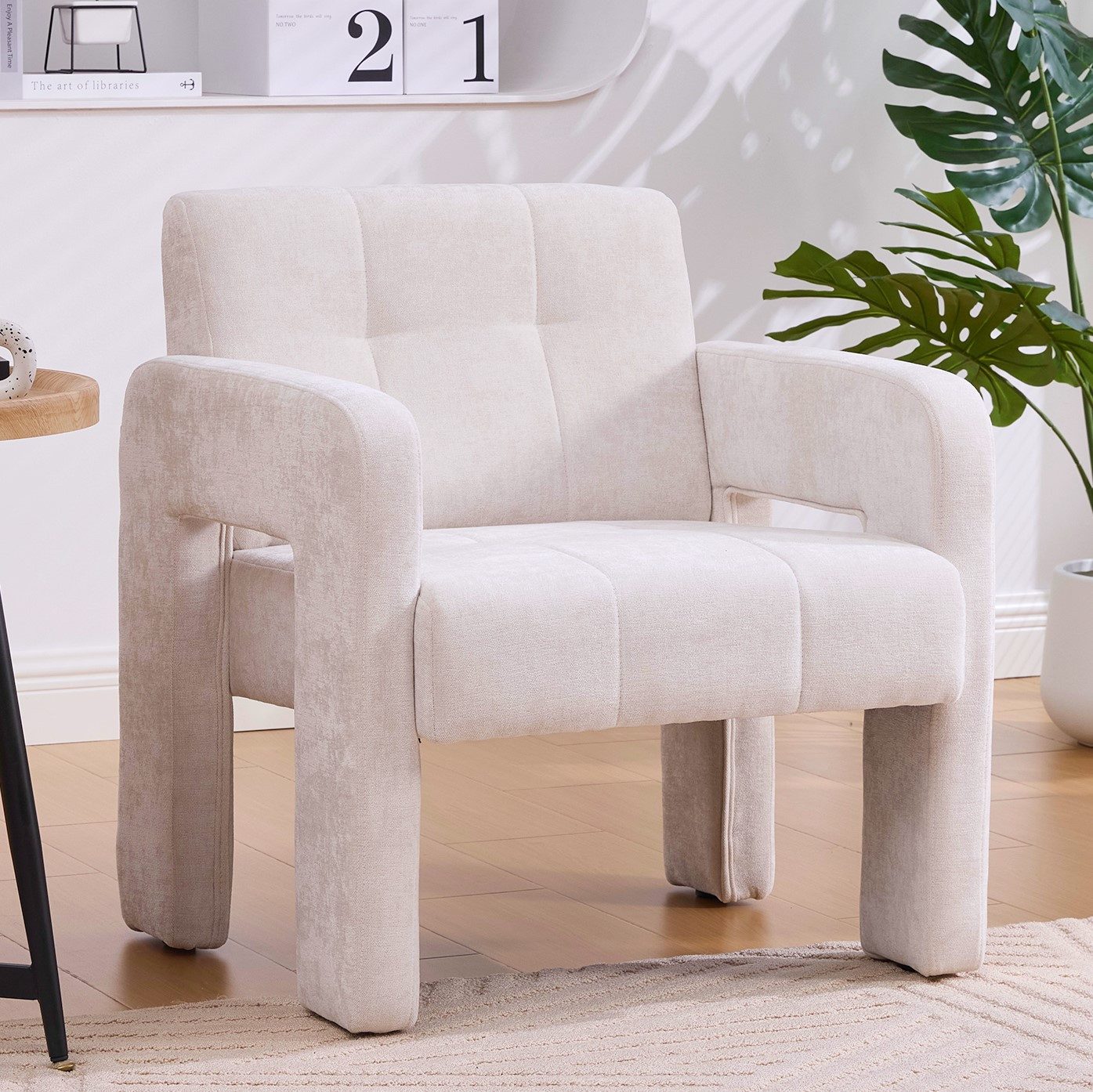 Furnishings Home Sessel Loungesessel Minimalistisch Chenille Skandinavisch Wohnzimmer (1-St., 67,5x69x74,5cm Einzelsessel Für Büro Schlafzimmer), Hautfreundlich Breit Sitzfläche Stabil Bis 230kg Tragkraft