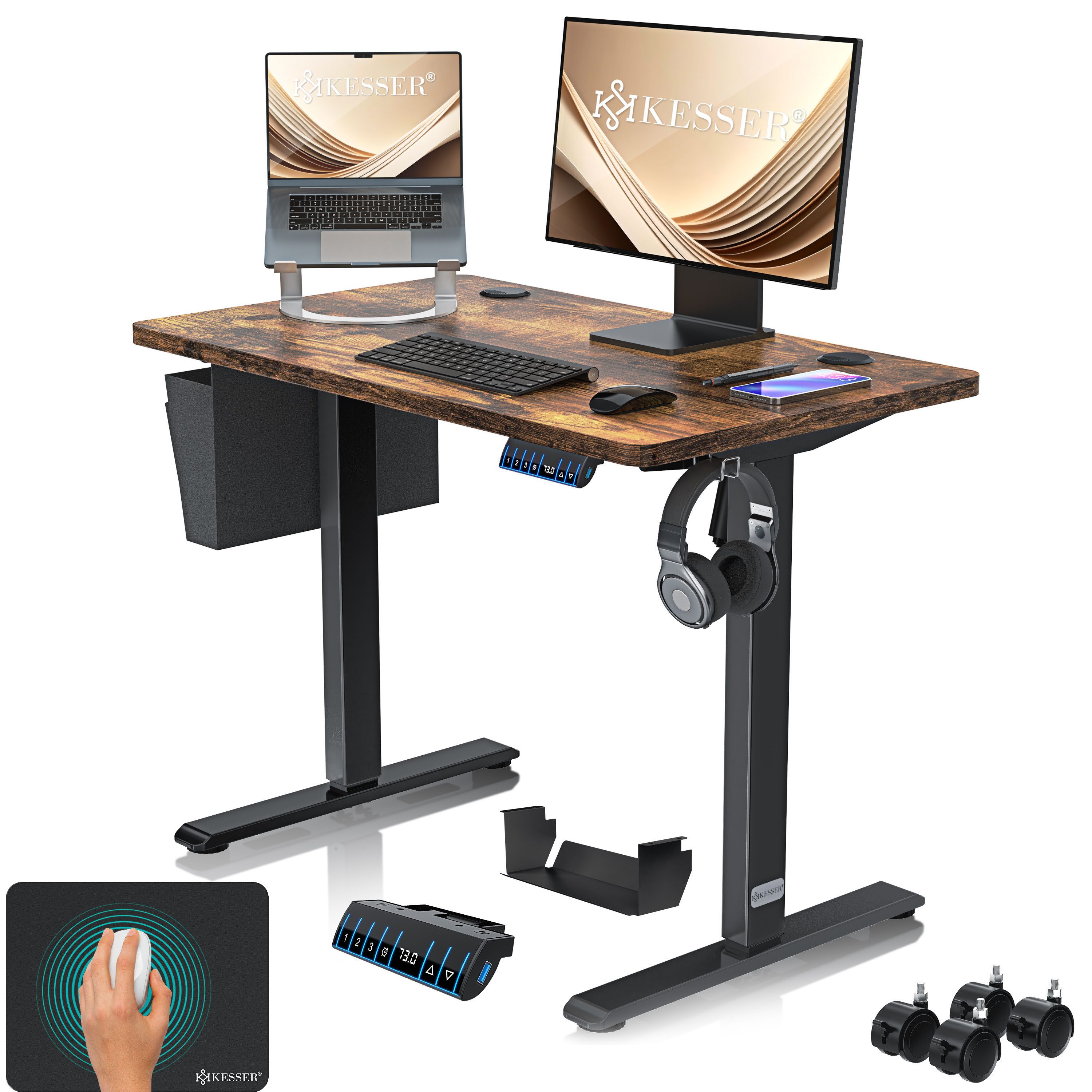 KESSER Schreibtisch, elektrischer & Höhenverstellbarer Computertisch für Home & Office