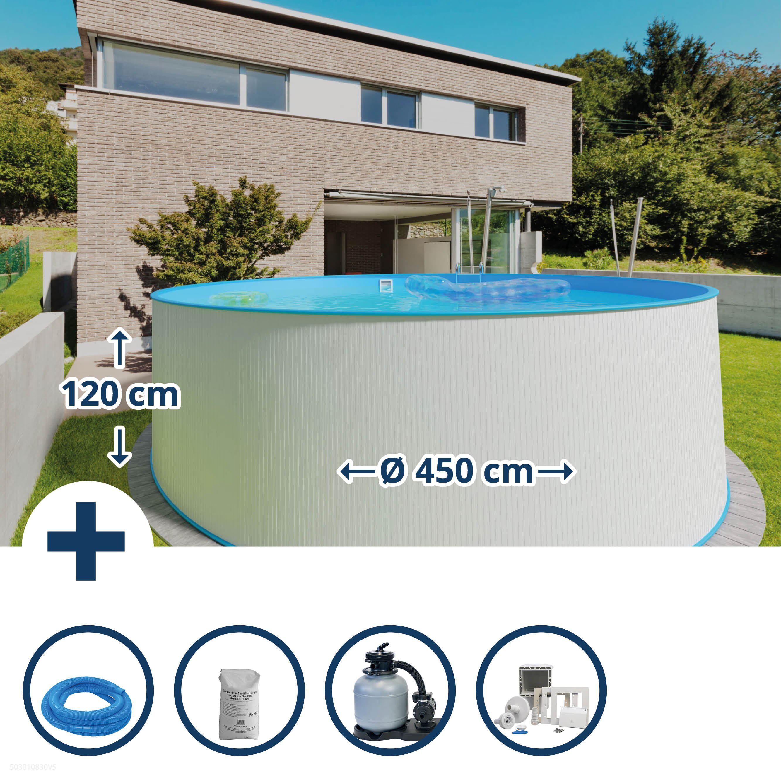Rundpool Stahlwandpool Set (6-teilig) hoch rund Malediven 4
