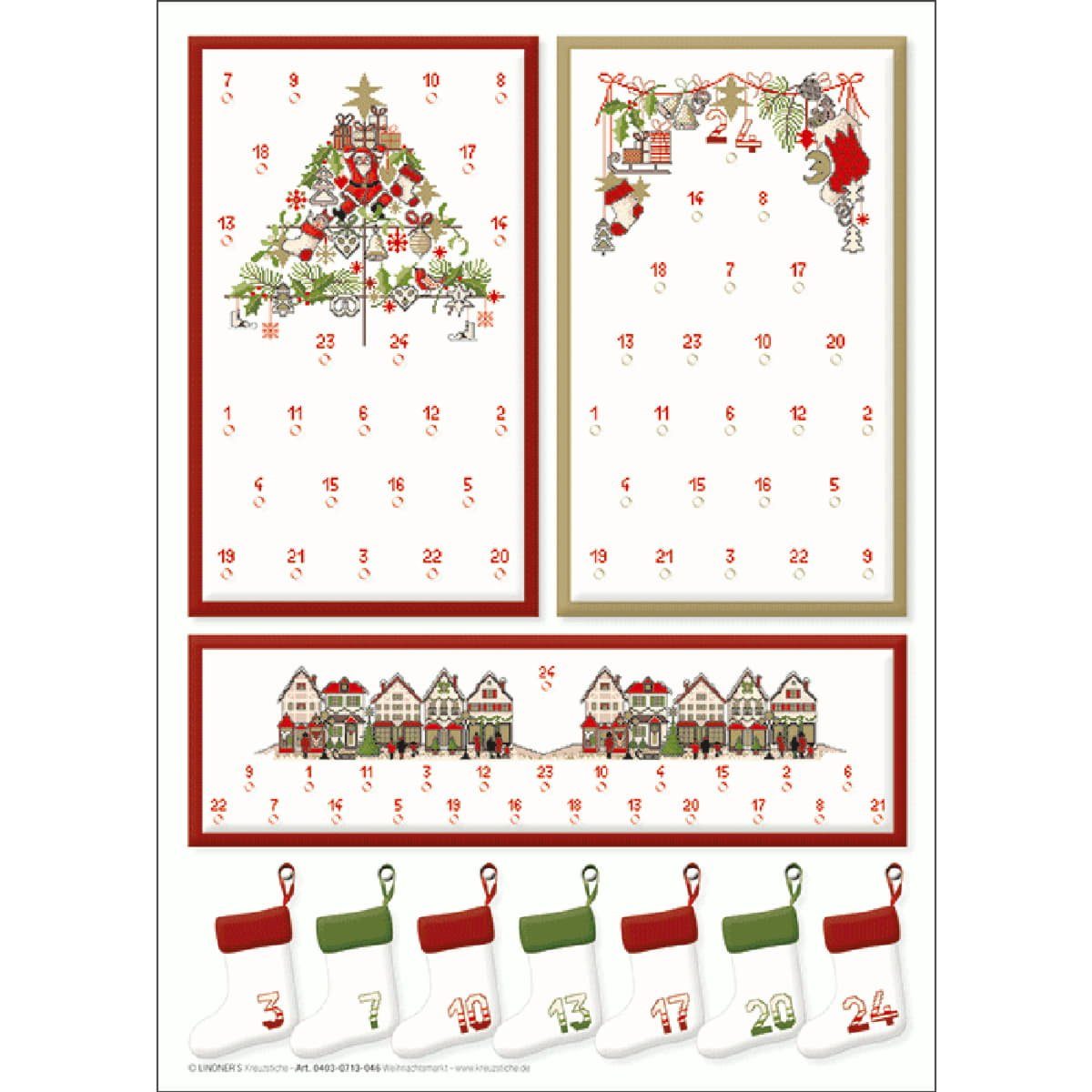 Lindner´s Kreuzstiche Kreativset Lindner´s Kreuzstiche Zählmuster Vorlage "Weihnachtsmarkt", 046, (embroidery kit by Marussia)