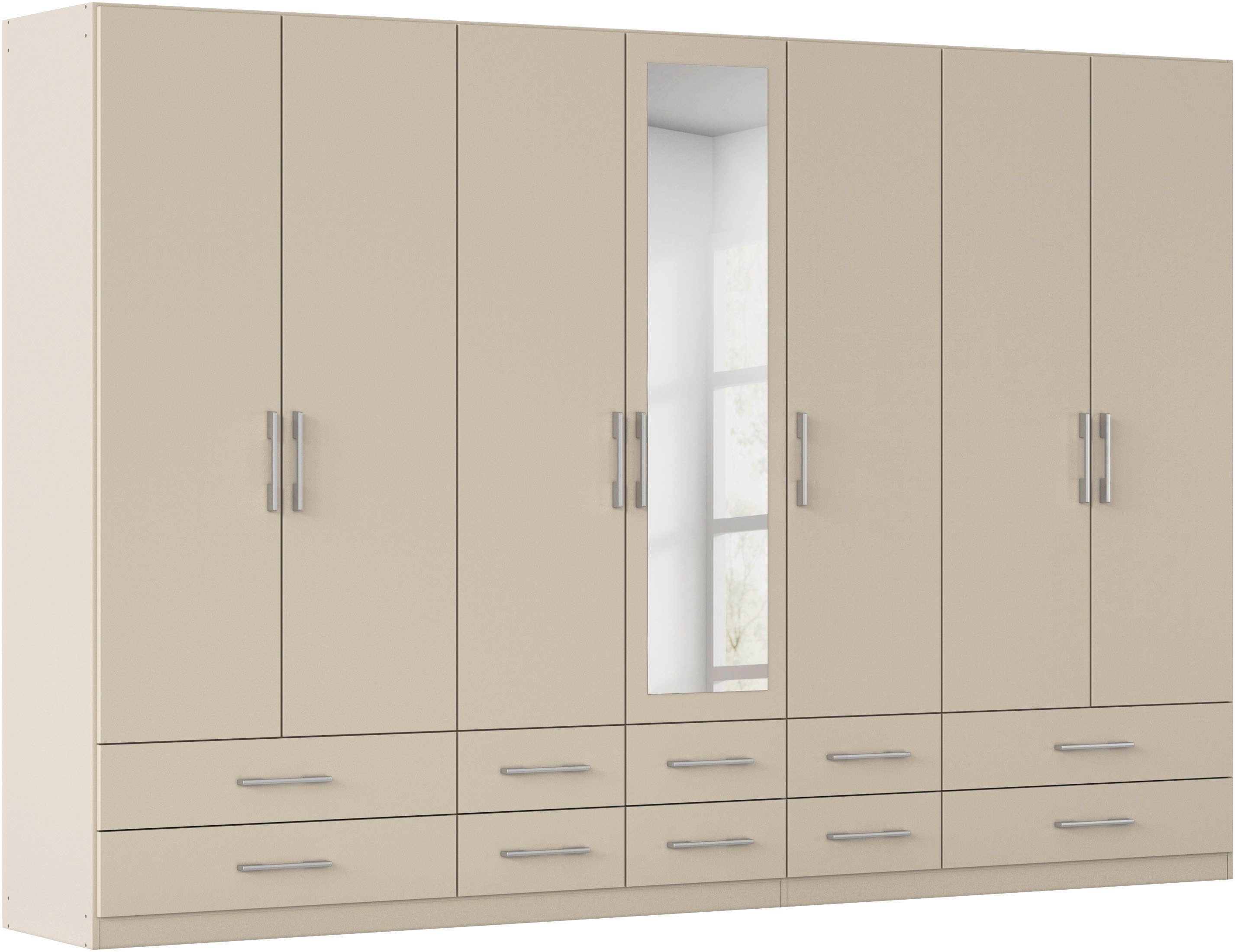 rauch Kleiderschrank Schrank Garderobenschrank Mehrzweckschrank Schlafzimmer HERSBRUCK (3 verschiedene Ausstattungen BASIC/CLASSIC/PREMIUM (inkl. SOFT-CLOSE) mit großzügigen Schubladen sowie Spiegeltüren MADE IN GERMANY